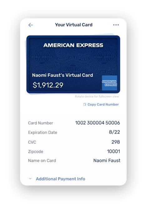 Use your AMEX Virtual Pay Card .